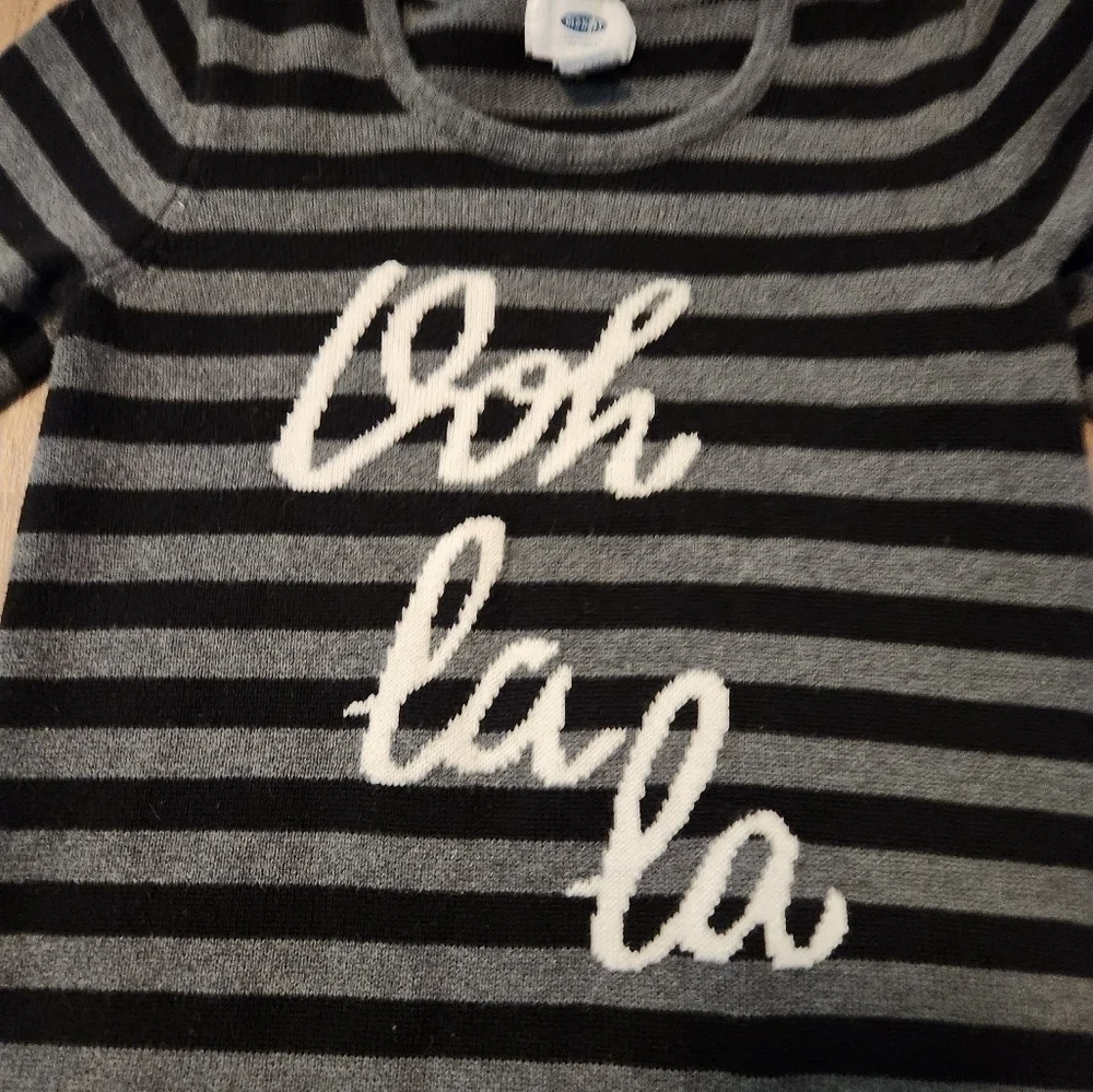 OLD Navy Gray And Black Ooh La La Sweater Dress Size 6/7 Paris